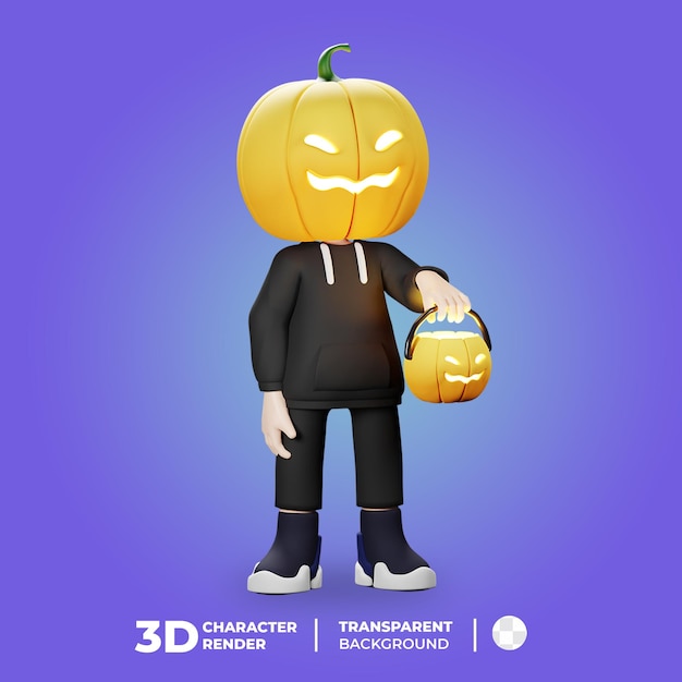 Personagem 3d jack o lanterna