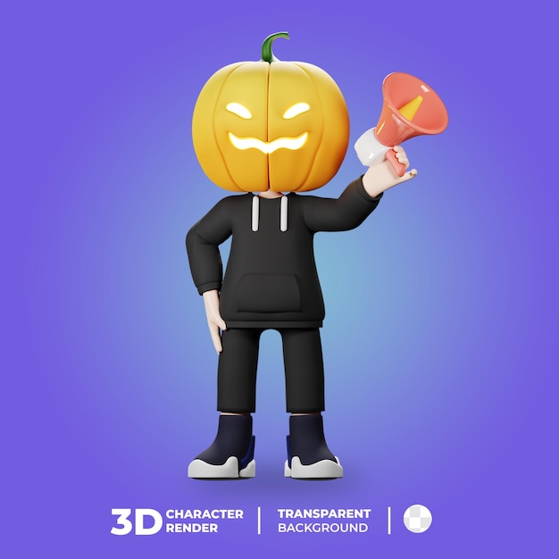 Personagem 3d jack o lanterna