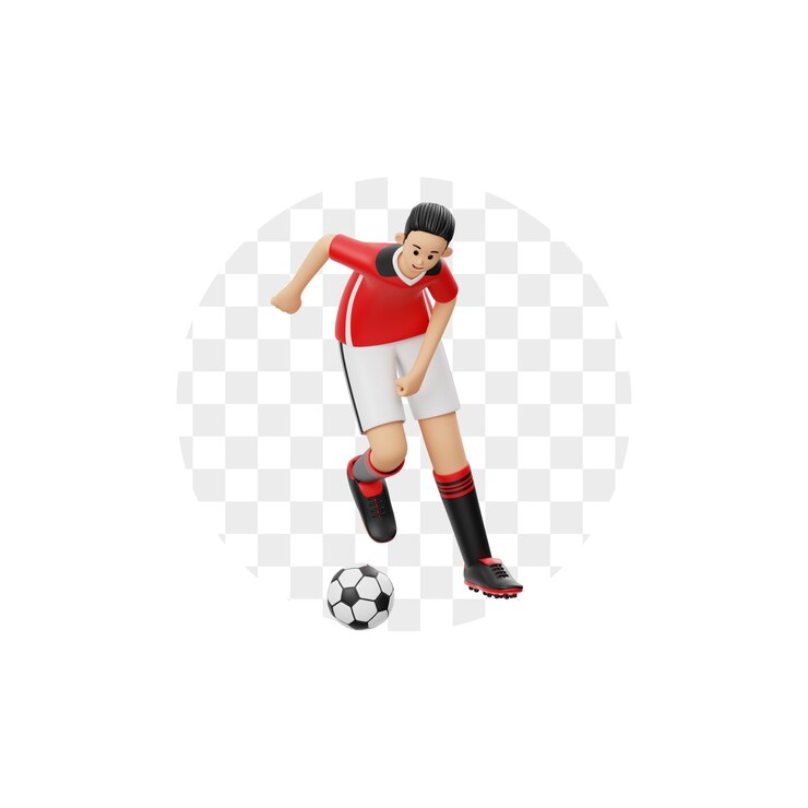 PSD personagem 3d jogador de futebol masculino controlando a bola