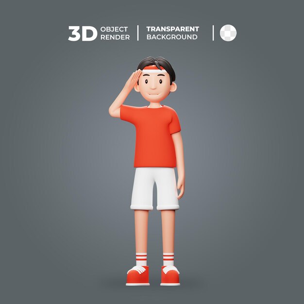 Personagem 3d jovem indonésio