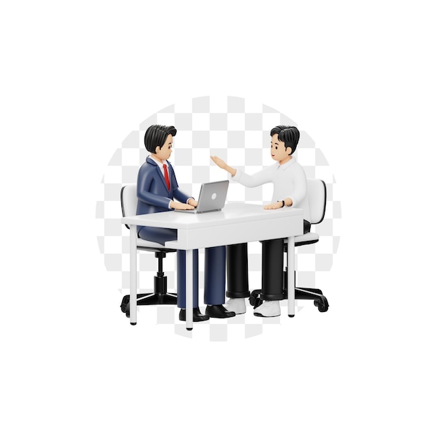 Personagem 3D Jovens discutindo algo sobre negócios