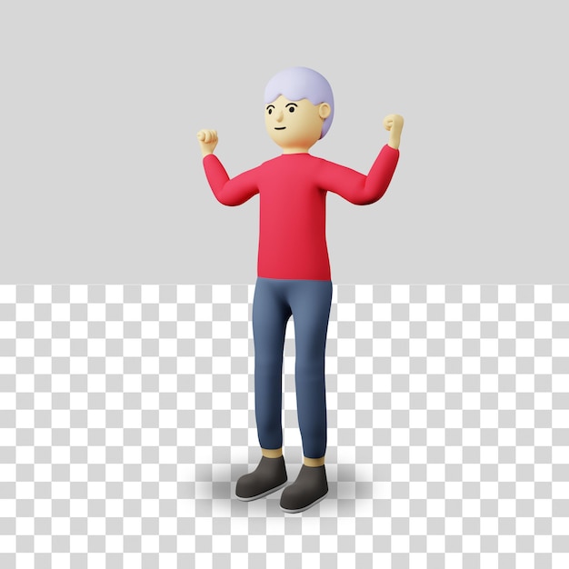 Personagem 3D masculina se sente forte