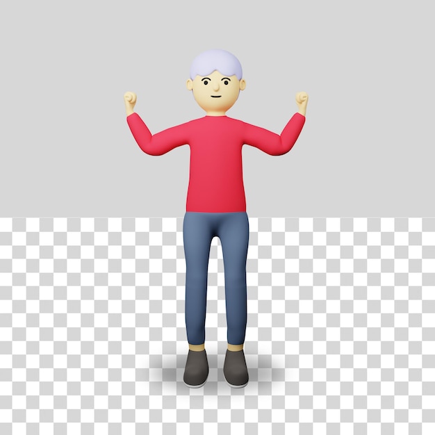Personagem 3D masculina se sente forte