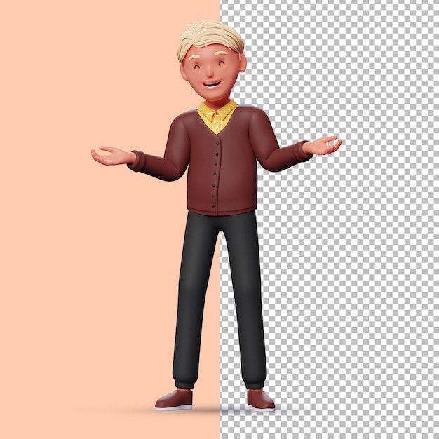 Personagem 3d masculino fazendo uma pergunta