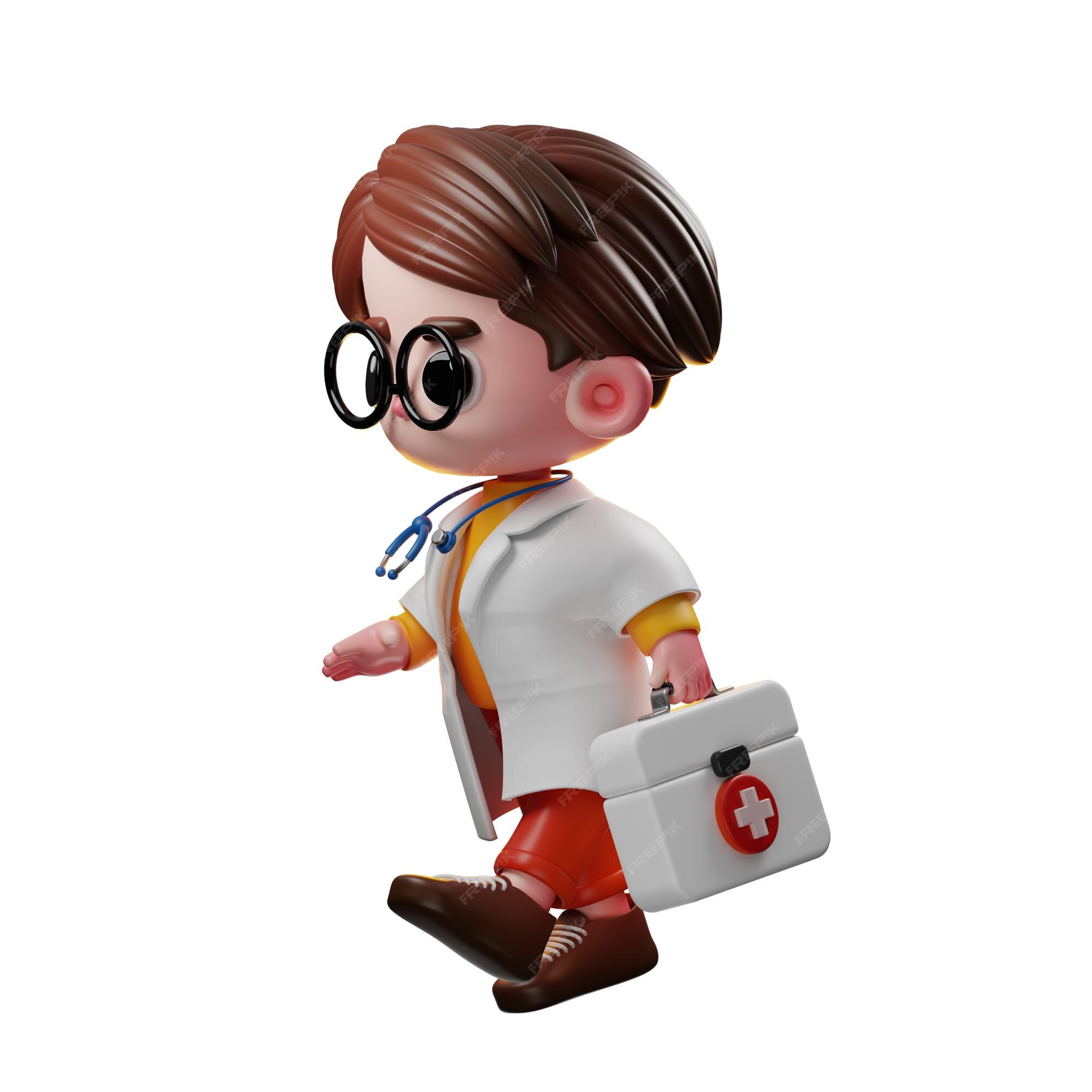 Foto de Médico Com Um Médico De Personagem De Desenho 3d Bolsa e