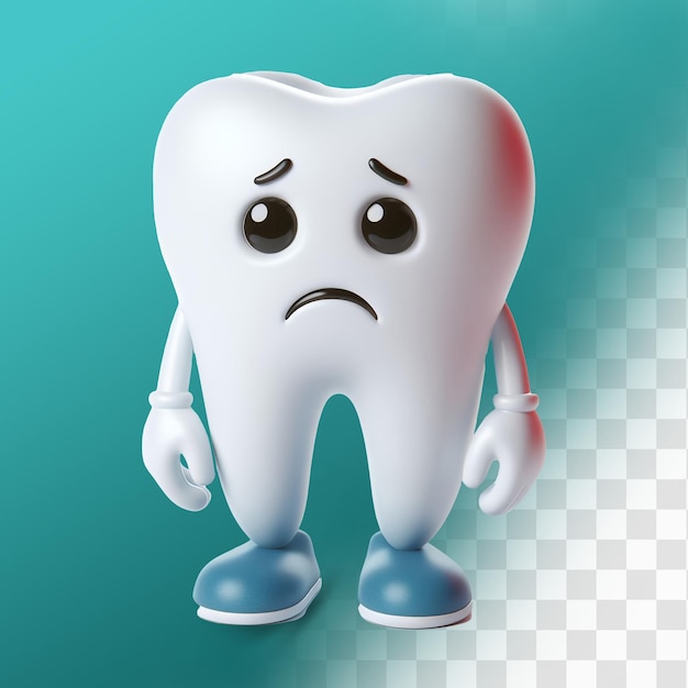 PSD personagem 3d sad tooth com reação fofa