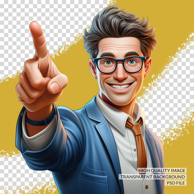 PSD personagem de avatar de menino bonito 3d clipart png transparente fundo isolado