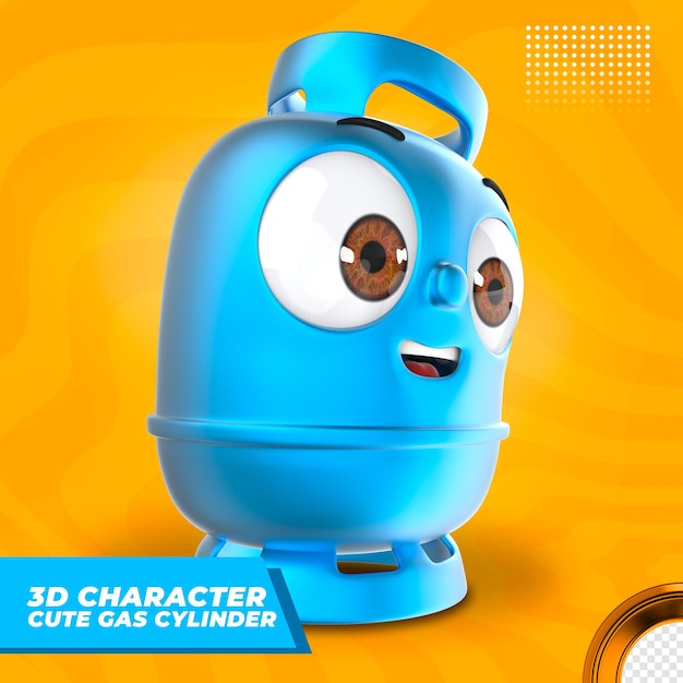 PSD personagem de cilindro de gás fofo em 3d