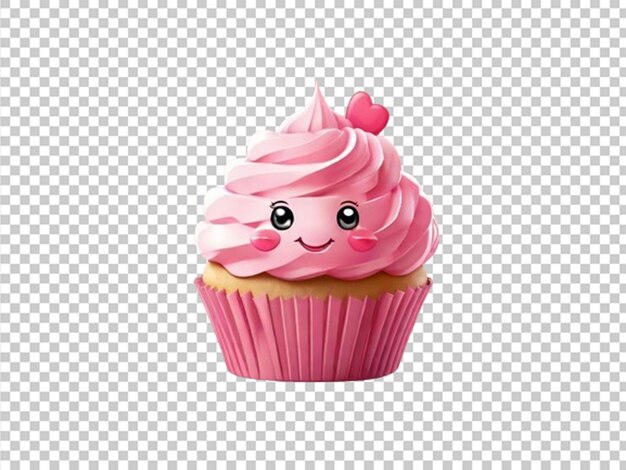 Personagem de cupcake rosa fofo de desenho animado