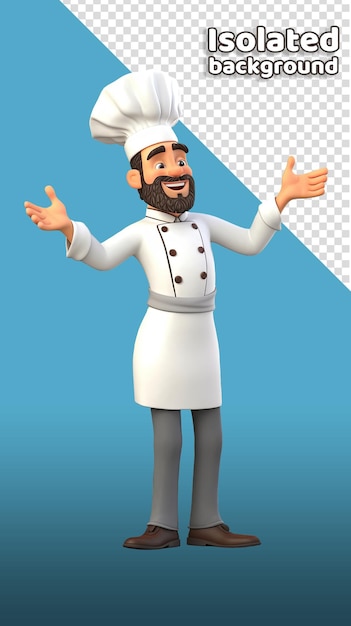 PSD personagem de desenho animado 3d chef