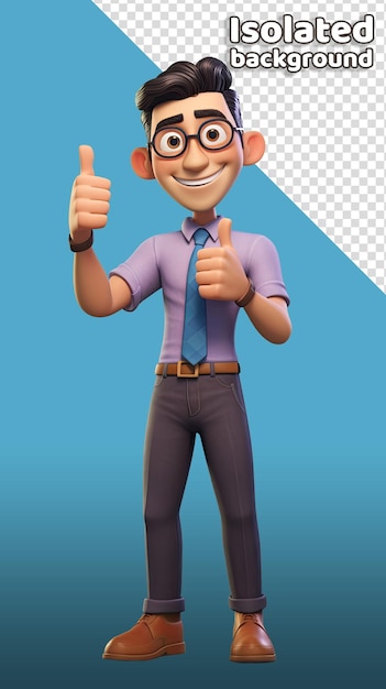 Personagem de desenho animado 3d de empresário personagem animado de fundo isolado