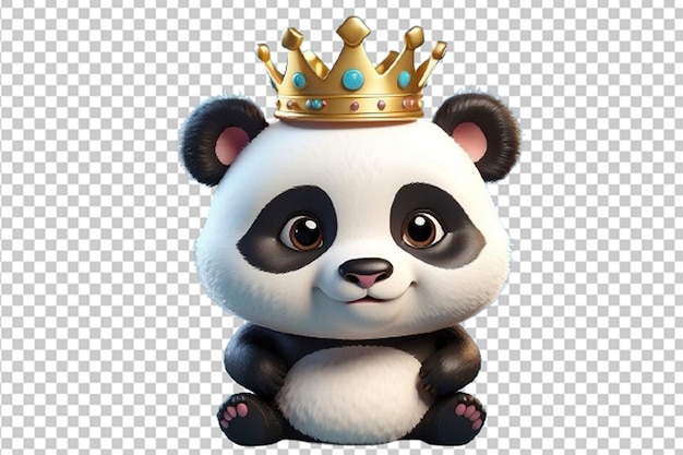 PSD personagem de desenho animado 3d de um panda usando coroa