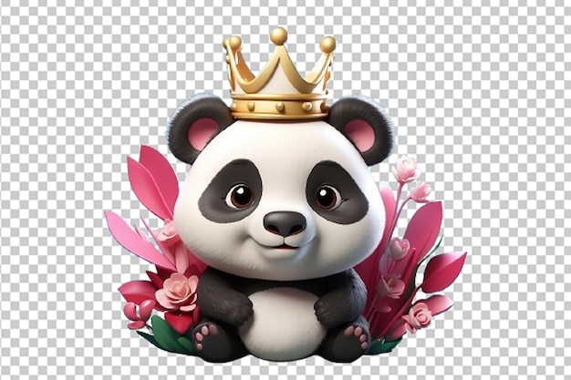 PSD personagem de desenho animado 3d de um panda usando coroa