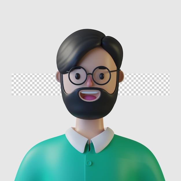 PSD personagem de desenho animado 3d isolada em renderização 3d