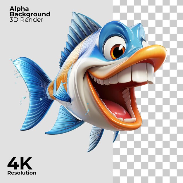 PSD personagem de desenho animado dartfish em fundo transparente