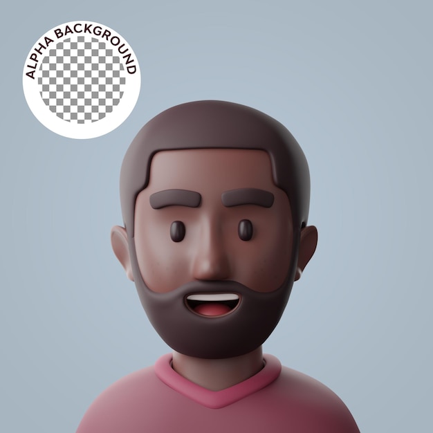 Personagem de desenho animado de ilustração 3d do homem negro