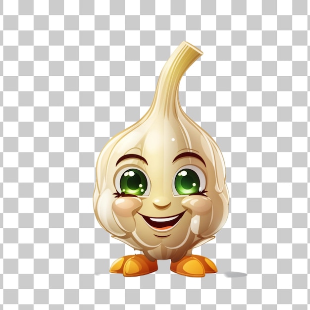 PSD personagem de desenho animado de legumes de alho isolado em um fundo transparente