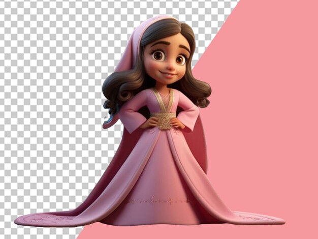 PSD personagem de desenho animado de menina árabe em 3d