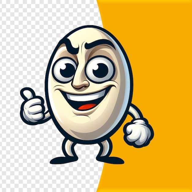 PSD personagem de desenho animado de ovo polegar para cima adesivo psd