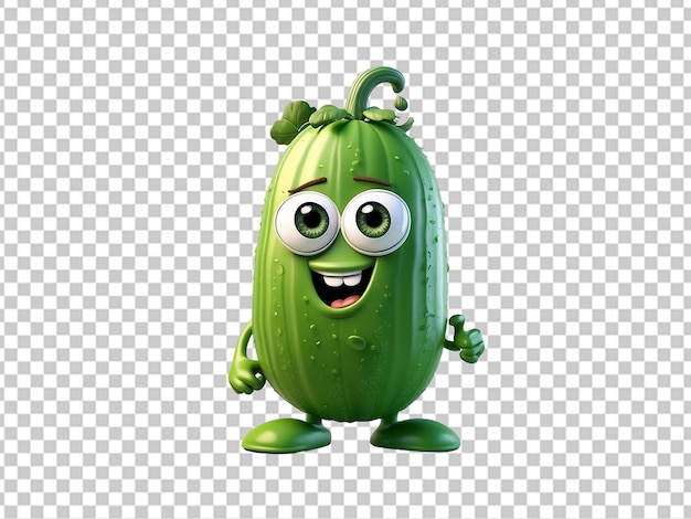 PSD personagem de desenho animado de pepino verde 3d