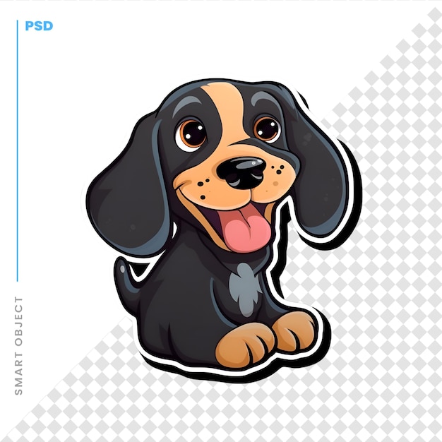 PSD personagem de desenho animado de uma ilustração vetorial de cachorro bassê