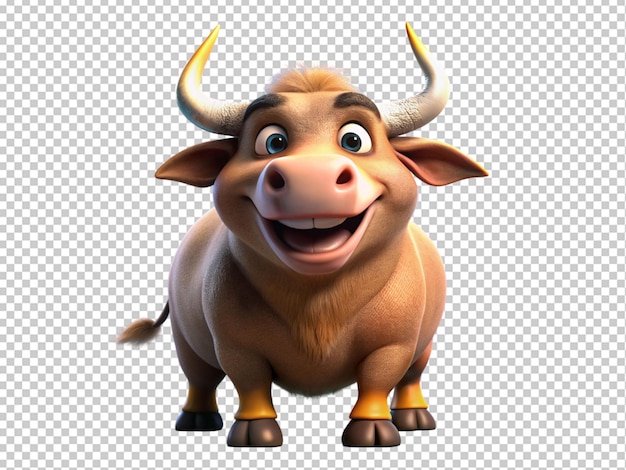 PSD personagem de desenho animado de vaca búfalo 3d