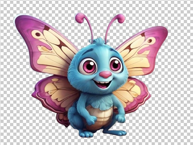 PSD personagem de desenho animado engraçado de borboleta