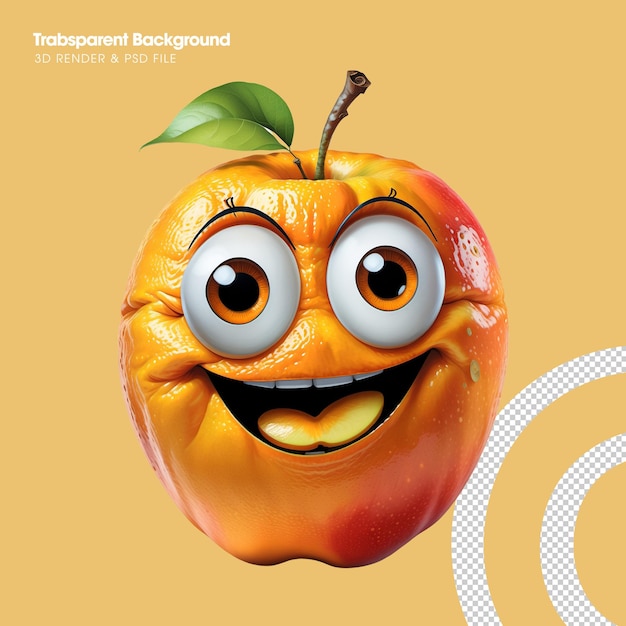 PSD personagem de desenho animado laranja bonito em 3d