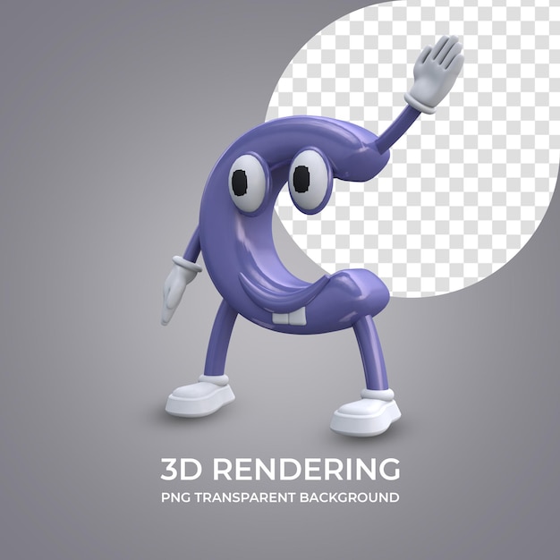 Personagem de desenho animado letra c 3d renderizando fundo transparente isolado