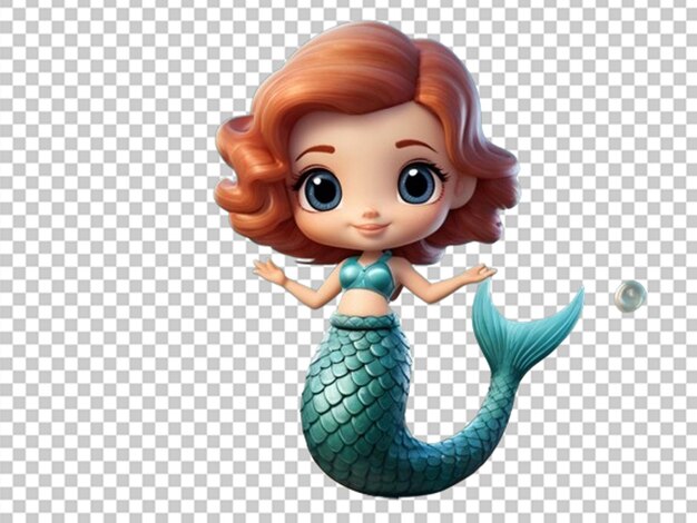 PSD personagem de desenho animado sereia menina bonita