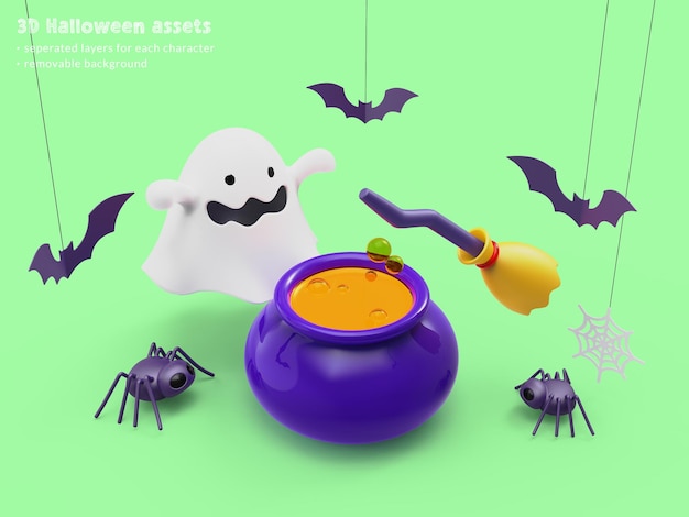 PSD personagem de halloween 3d em modo festa