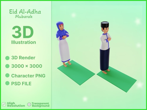 personagem de ilustração 3D muçulmano Eid alAdha