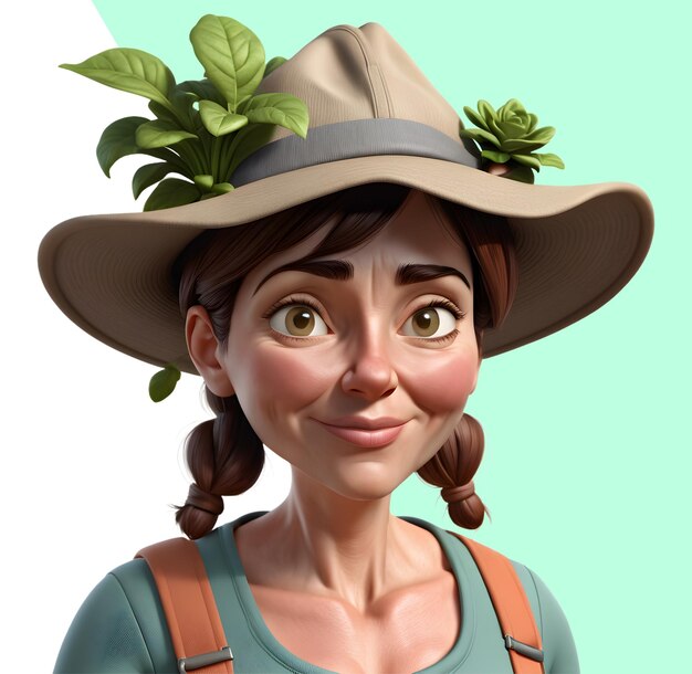 PSD personagem de jardineira em 3d