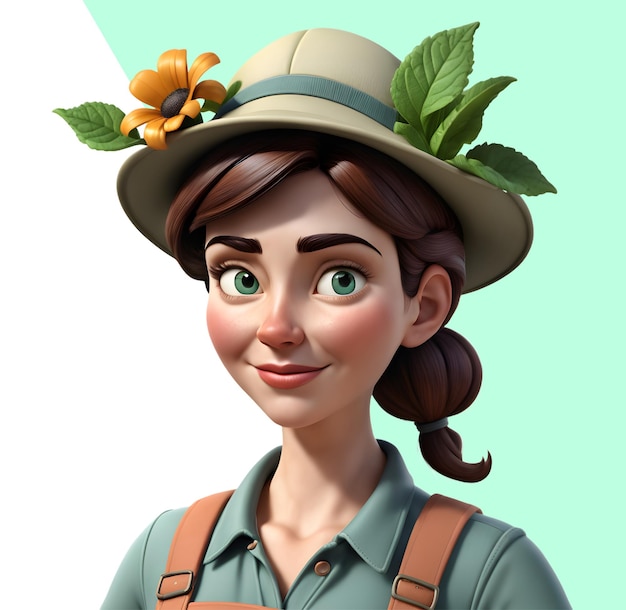 PSD personagem de jardineira em 3d