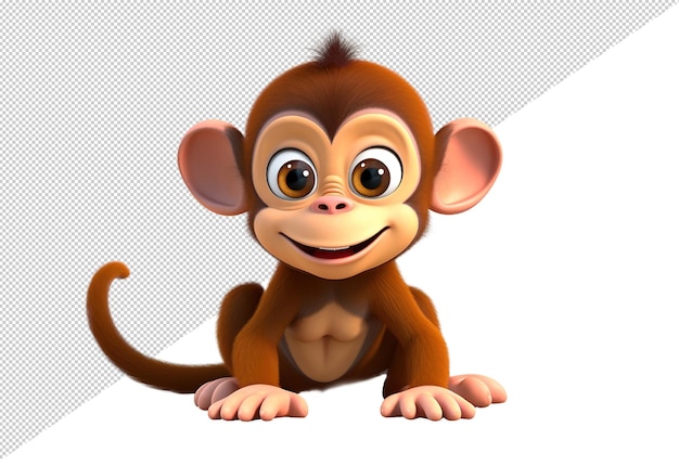 PSD personagem de mascote 3d de macaco chimpanzé de desenho animado realista