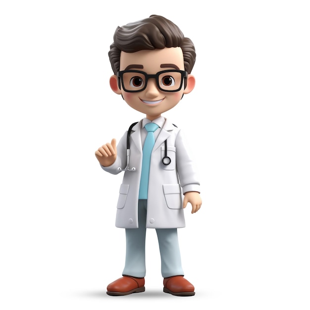 PSD personagem de médico bonito em 3d