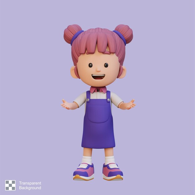 PSD personagem de menina 3d falando e explicando a postura