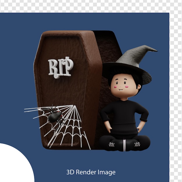 Personagem de menino halloween renderização em 3d