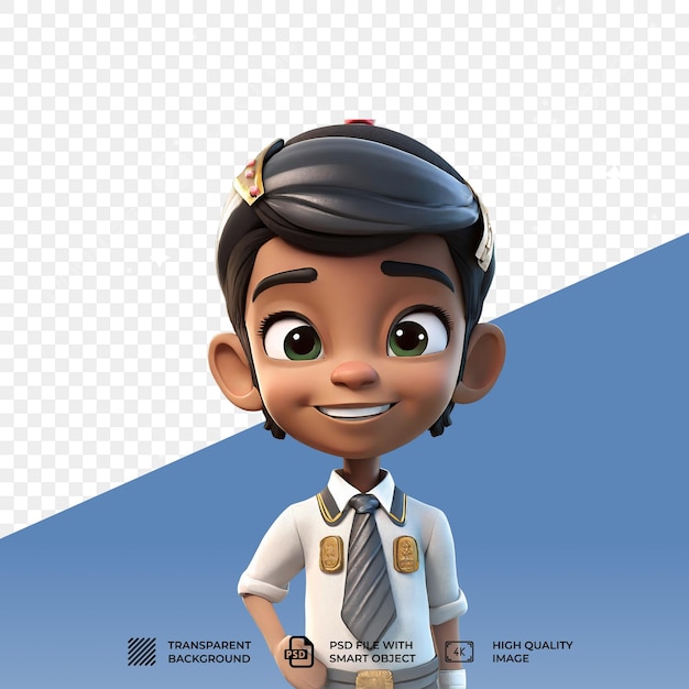 Personagem de menino psd 3d isolado em fundo transparente