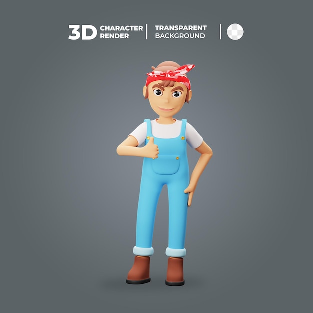 Personagem de mulheres 3D dá polegares