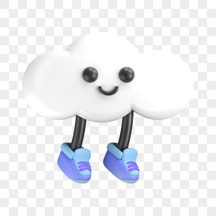 PSD personagem de nuvem bonito 3d renderização