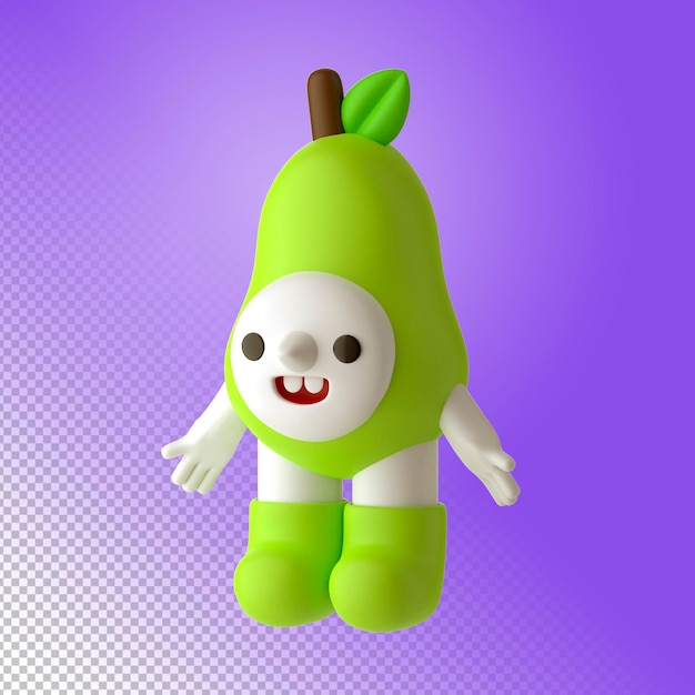 personagem de pêra 3D em fundo transparente