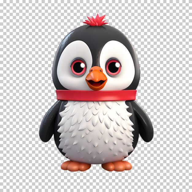 PSD personagem de pinguim de natal em 3d isolado em fundo transparente