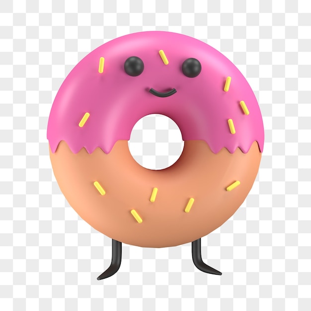 Personagem de rosquinha de ilustração 3d