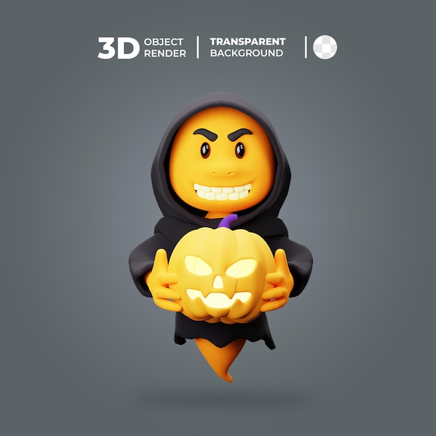 PSD personagem fantasma 3d com abóbora