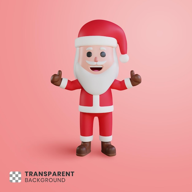 Personagem fofa 3D do Papai Noel com sinal de positivo