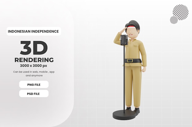 3d masculino personagem independência dia do Indonésia corre 27143033 PNG