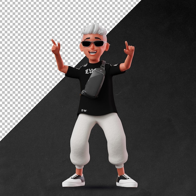 PSD personagem masculino 3d comemorando