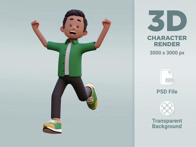 PSD personagem masculino 3d feliz correndo