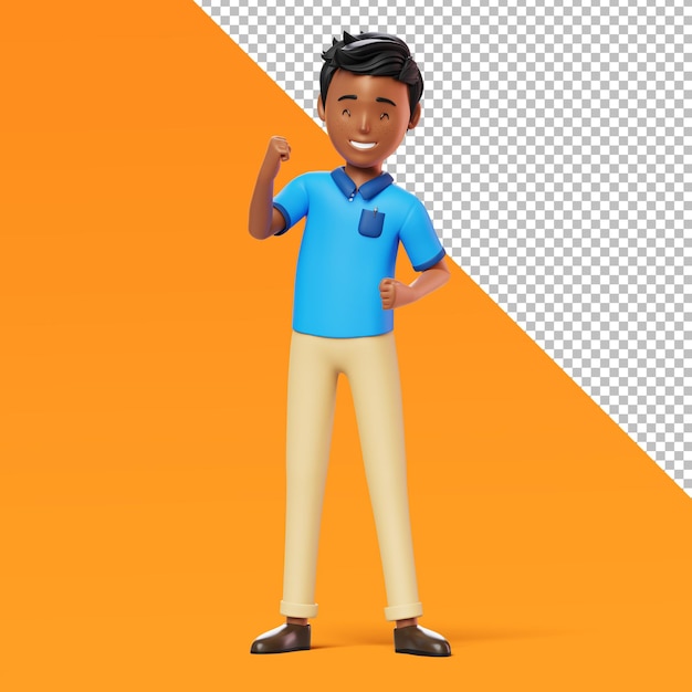 PSD personagem masculino 3d feliz